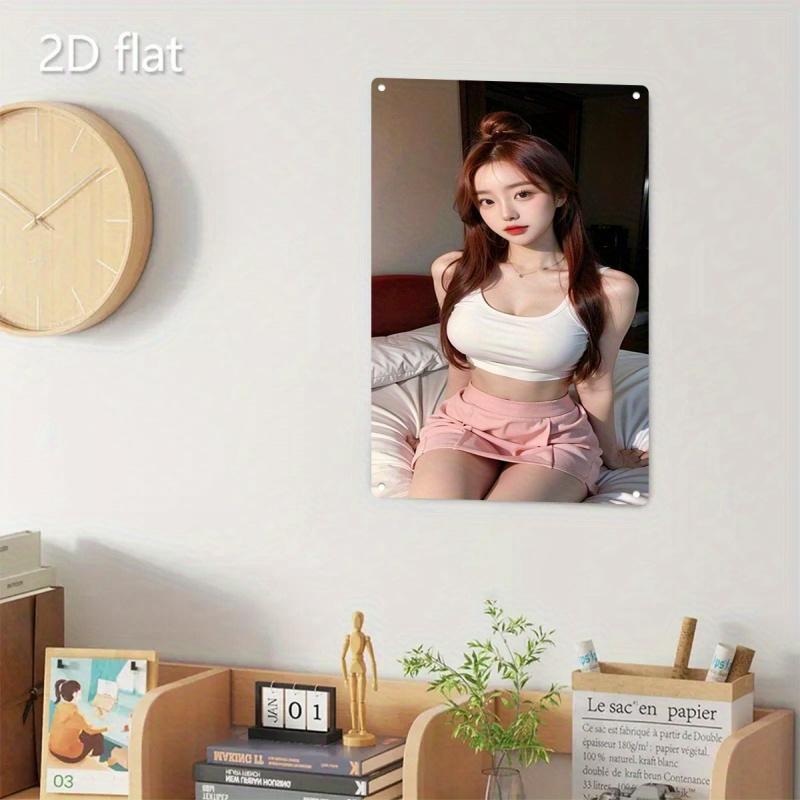 Rustic Retro Advertising Metal Sign: Korean Face & White Top Design, Vintage Iron Poster for Home Decor