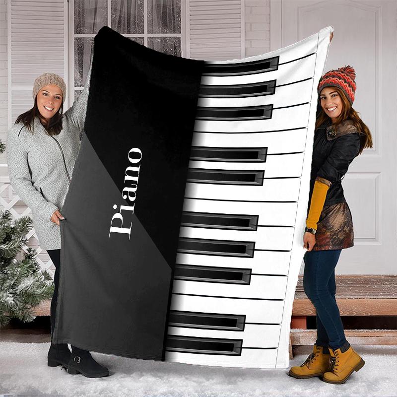 1PC Piano Keys Music Printed Blanket, All Season Lightweight Home Office Outdoor Nap Multifunctional Blanket A17
