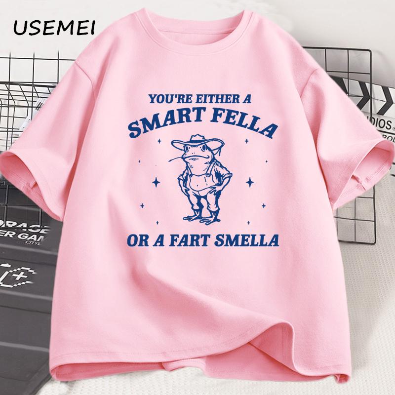 Men's Graphic T Shirts Are You A Smart Fella or Fart Smella Vintage Style T Shirt Retro Cartoon Tshirt Weird  Cowboy Frog Tees