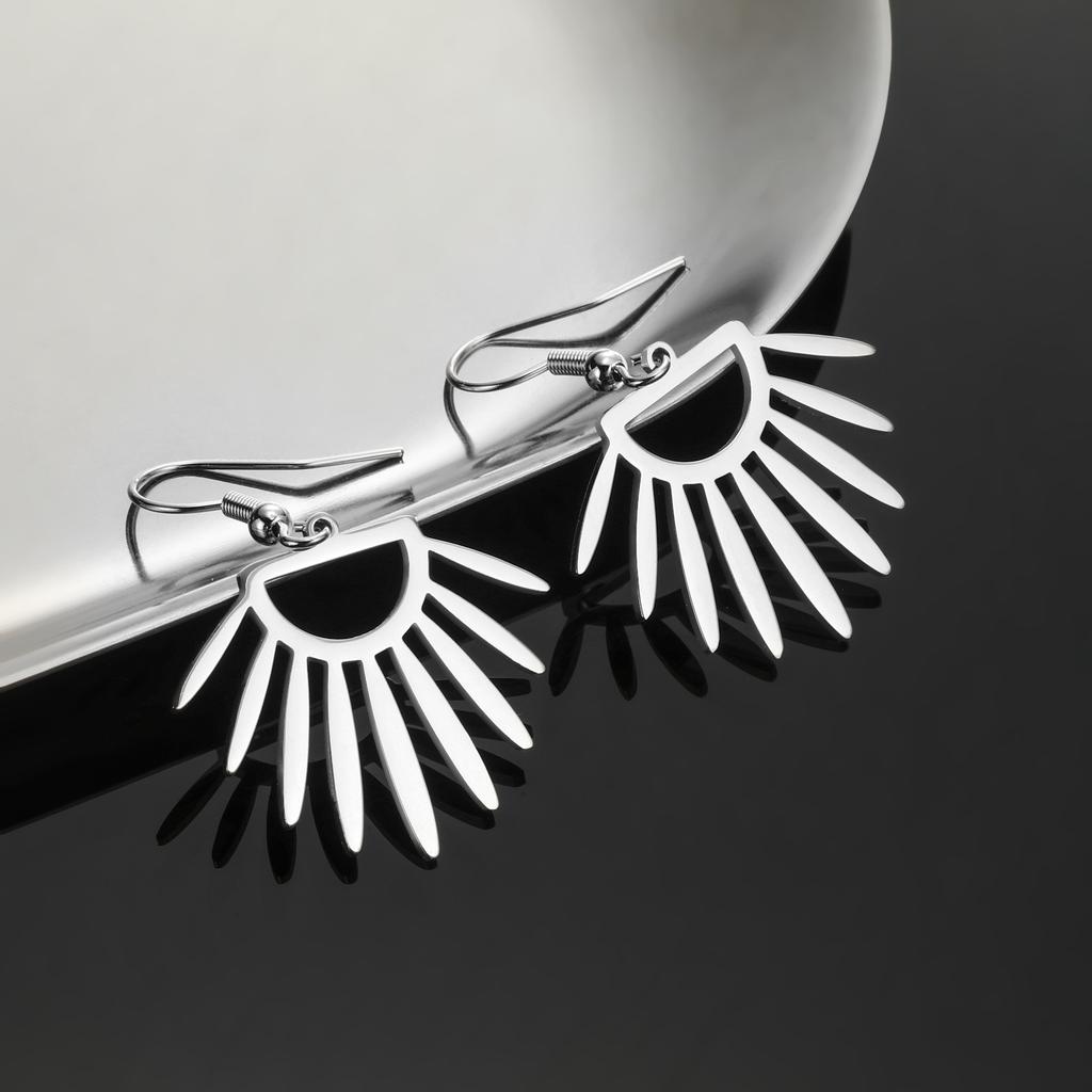 Geometric Sun Earrings Gold Color Stainless Steel Dangle Earrings Bohemian Jewelry Birthday Gift for Women Girls