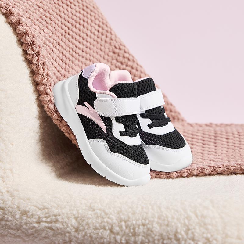 Anta Kids Lightweight Breathable Anti-Kick Low-Top Walking Shoes Baby sneaker Black White A22430006-4