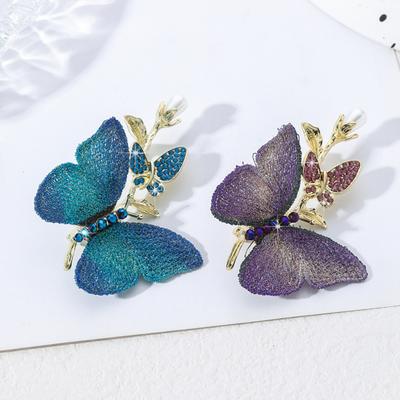 Strass Vlinder Broche voor Dames Kunstparel Vlinder Insect Reversspeld Glanzend