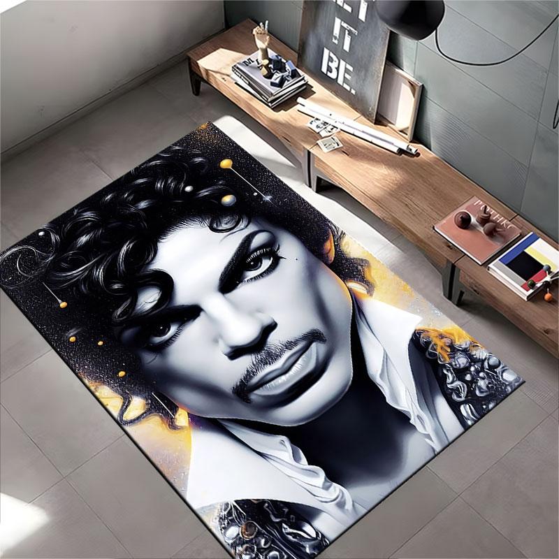 Monochrome Portrait Art Rug suitable as a non-slip mat for the living room or bedroom sofa
