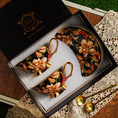 Ceașcă de cafea din porțelan în stil european în stil palat set de cafea ceai de după-amiază retro acasă farfurie de ceașcă din ceramică engleză floare de magnolie