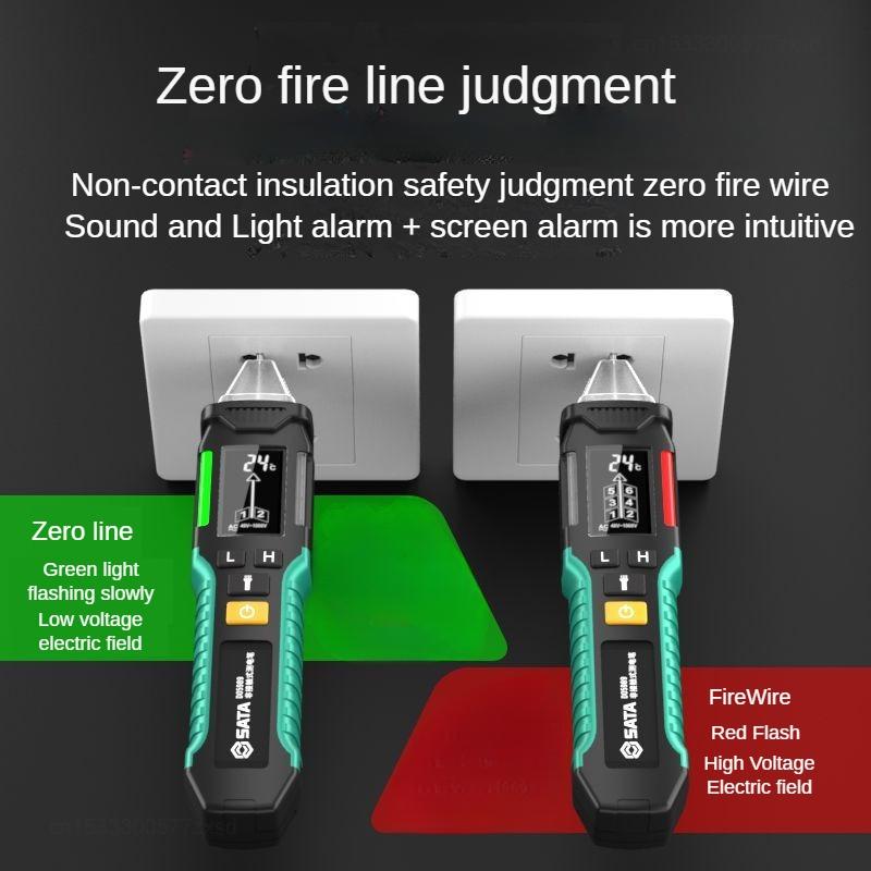 SATA Smart Electric Indicator Pen Non-Contract Cordless Induction Voltage Tester Sound & Light Alarm Electricity Measuring Pen