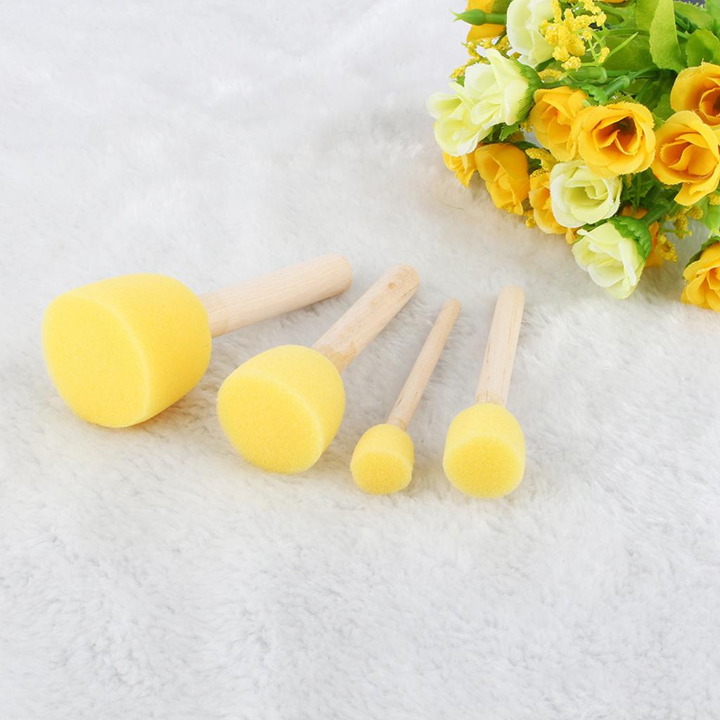 4Pcs Wooden Handle Stencil Sponge Foam Brush Furniture Craft Art Painting Tool