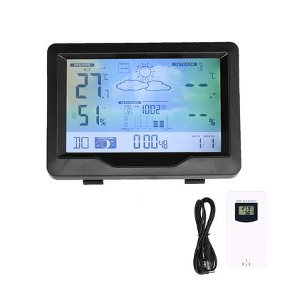 Farbdisplay Drahtlose Wetteruhr Thermometer Hygrometer Elektronische Uhr mit Kalender