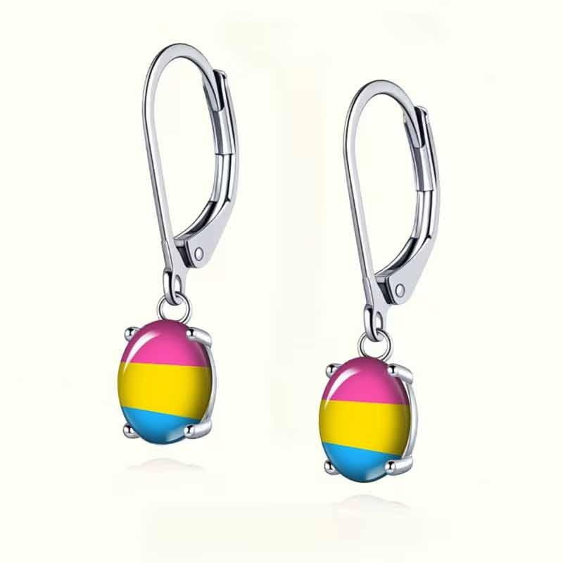 Stylish Pink, Yellow and Blue Three-color Striped Earrings, Trendy Atmosphere Earrings