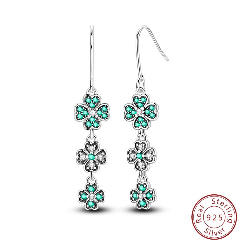New 925 Silver Hope Rainbow Flower Earrings For Women Sparkling Colored Zircon Star Koi Earrings Fashion Party Jewelry