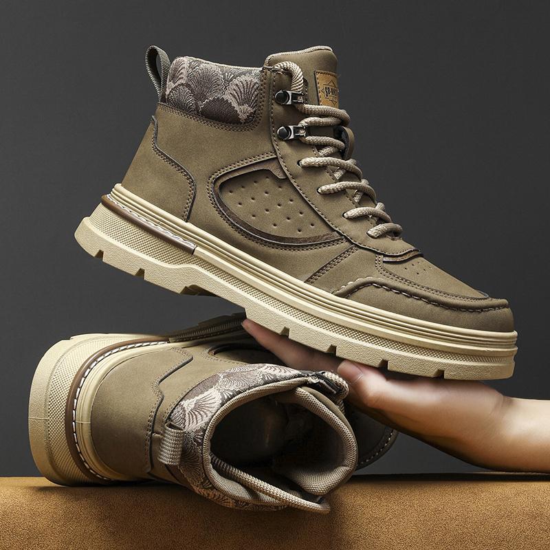 Winter Autumn Men's Boots High Top Casual Sneakers Men Designer Anti-Slip Ankle Boots Outdoor Thick Sole Mens Work Boots New