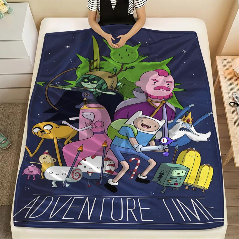 

1PC Adventure Time Print Flannel Blanket, High quality All Seasons, Home Decor, Warmth and Comfort, Perfect for Christmas Gifts 80cm x 120cm