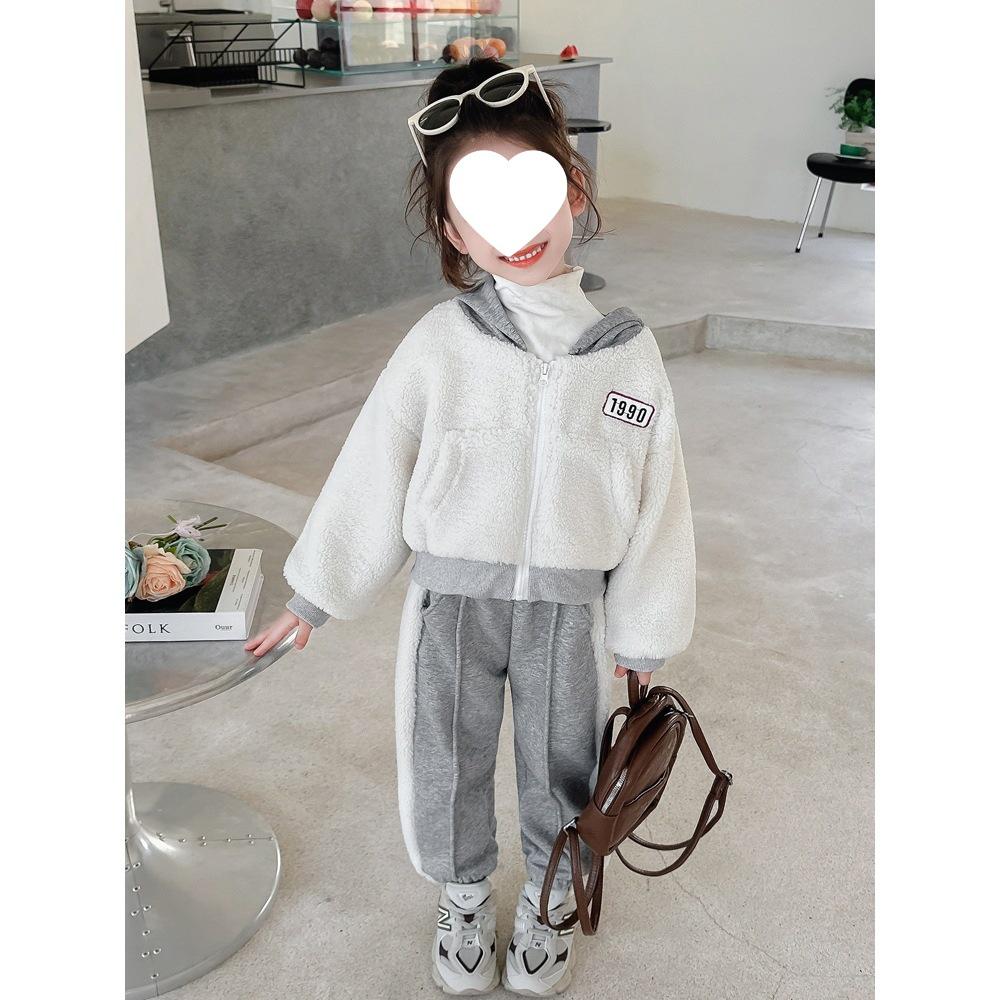 2025 Hooded Fleece Cardigan Set for Girls - Cozy Autumn/Winter Fashion