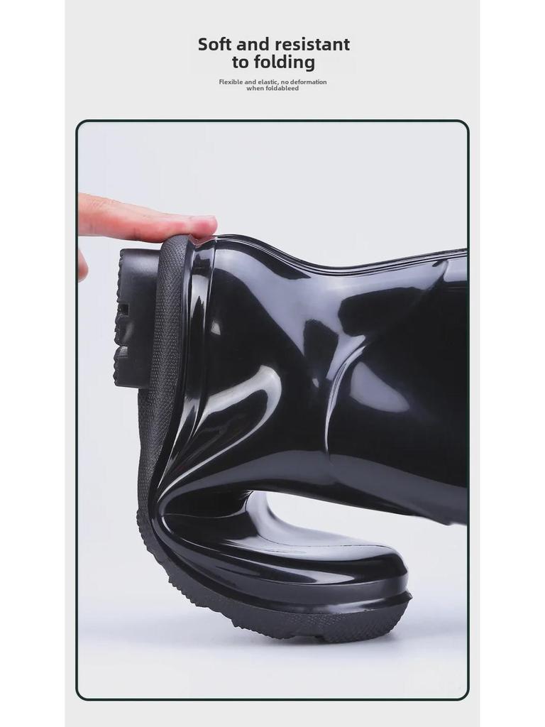 Men's Wear-Resistant Waterproof PVC Work Boots: Non-Slip, Velvet-Lined for Autumn/Winter