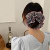 Fashionable Plaid Ruffles Double Layer Scrunchies for Women Retro Korean Oversized Pleated Hair Ties Hair Decoration