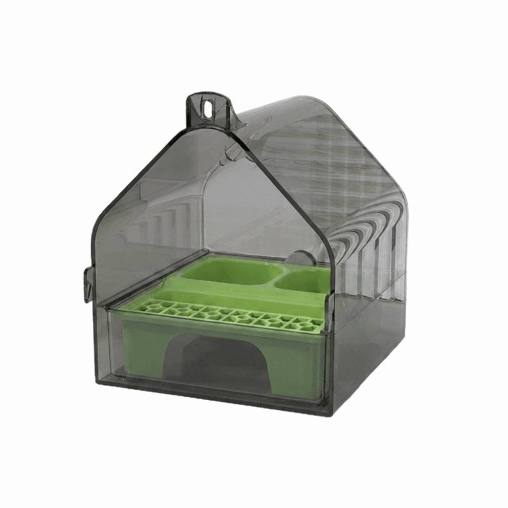 Spill-Resistant Bird Food Container Anti Spill Bird Feeding Trough Parrot Cage Feeder Box Indoor