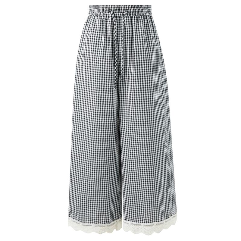 

Sancai Women s Plaid High-Waist Wide-Leg Crop Pants XL