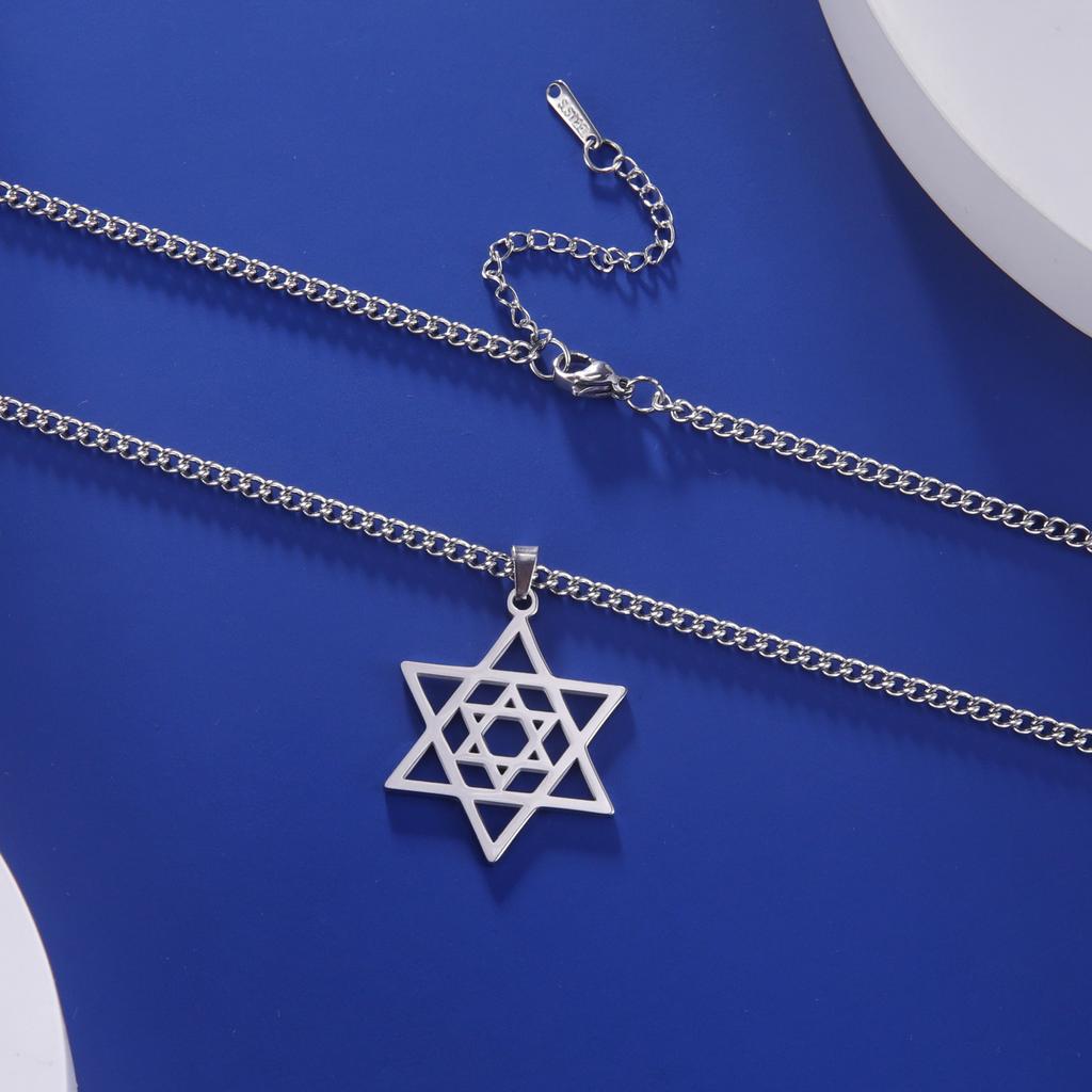 Collana Ace Acciaio Inossidabile Esagono Croce Protettivo Religioso Design Catena Oro per Uomo