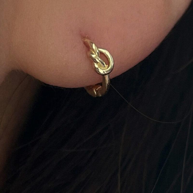 

MARQUEMENT 10K 14K Mini Pretzel Single One-Touch Earrings (Individual) rose gold