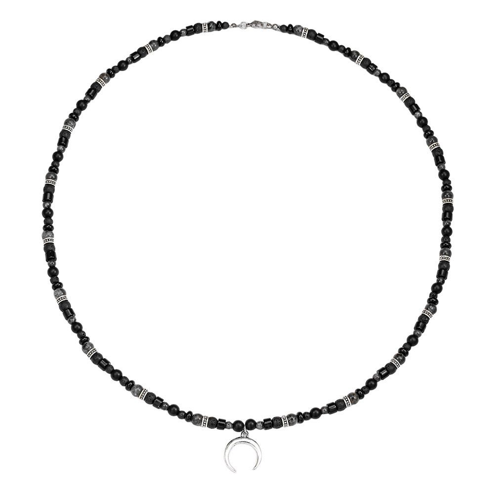 Collier pendentif lune vintage à motif géométrique pour hommes et femmes