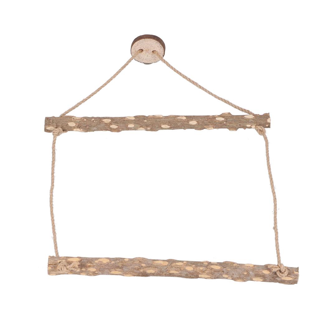 Large Bird Cage Swing Natural Wooden Safe Hanging Birds Standing Chewing Toy for Parrots