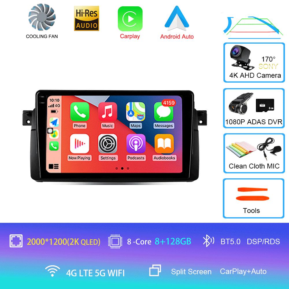 Car Radio Android 14 Carplay For BMW E46 M3 1998 1999 2000 2001 - 2006 Navigation GPS Multimedia Player Stereo wifi+4G BT 2 DIN