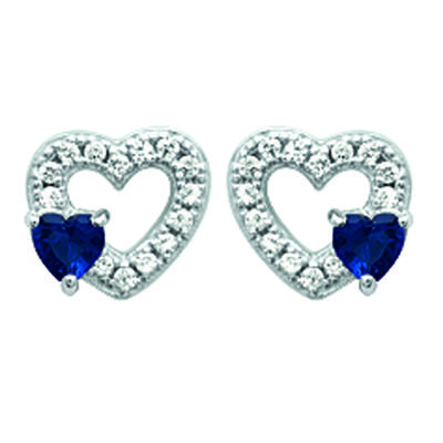 [M5571] - Silver 'Love' Earrings White Sapphire (rhodium-plated) - 8x8 Mm