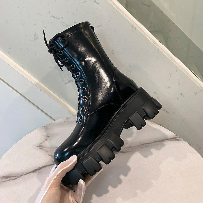 Yang Mi's same Martin boots, women's platform boots, small men's heightening new short boots, high-heeled locomotive boots