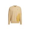 Men's Logo Printing Pattern Splicing Round Neck Long Sleeves Khaki HP1382