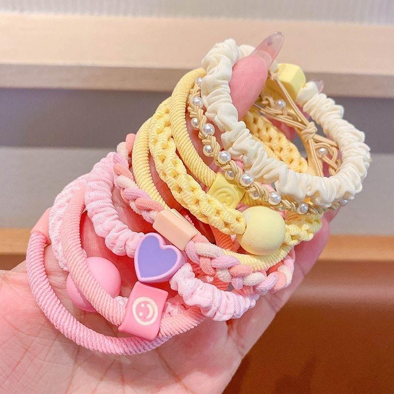 Children's Hair Band Simple Color Rubber Band High Value Girl Ball Head Ponytail Head Rope Little Girl Hair Rope