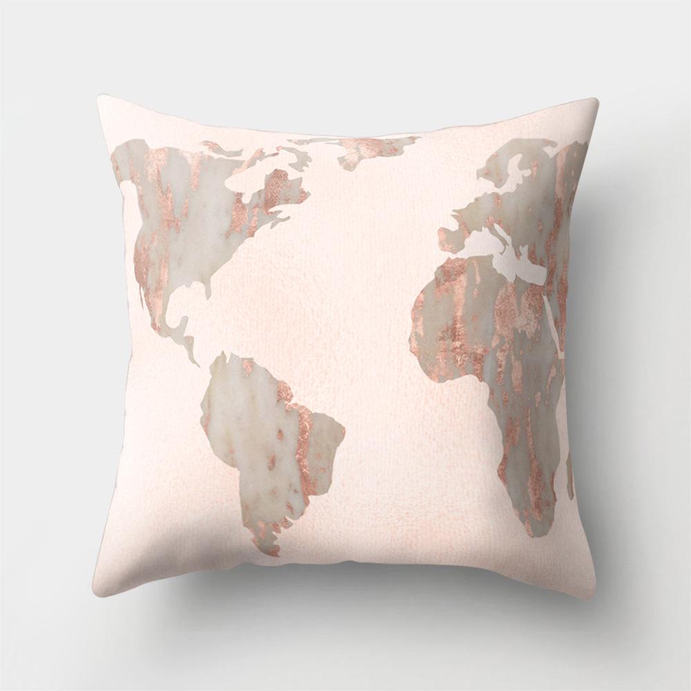 World Map Cartoon Decorative Cushion Set Decorative Pillowcase Sofa Room Bed Cushion Cover Home Decor