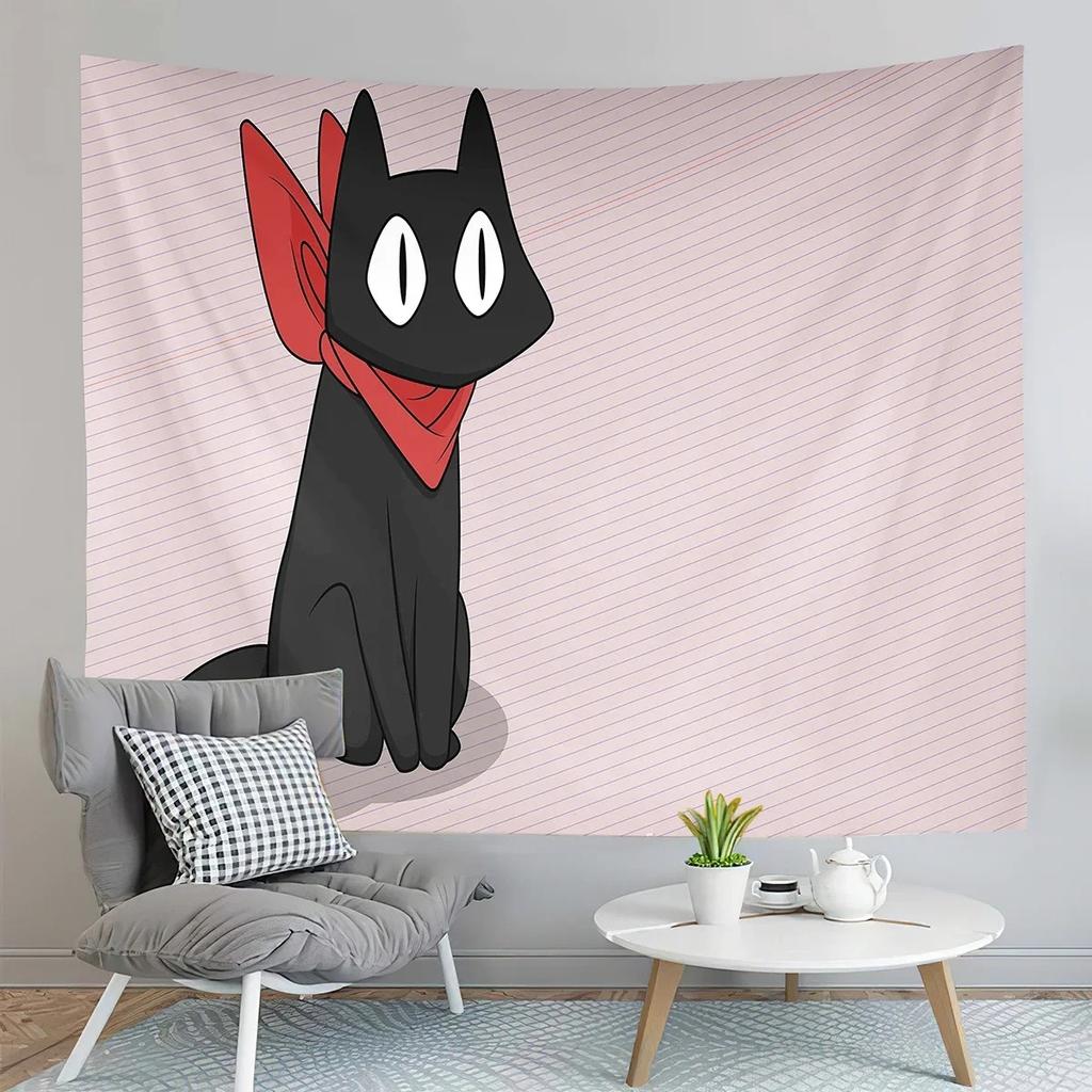 Wandteppich mit Cartoon-Motiv, süße Katze, für Zuhause, Wanddekoration, Wandteppich für Büro, Wohnzimmer