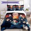 Juego de funda nórdica de 3 piezas (1 funda de edredón + 2 fundas de almohada, sin núcleo), Juego de Ropa de Cama Suave para Todas las Estaciones con Estampado de Jujutsu Kaisen, Regalo de Decoración para Dormitorio del Hogar