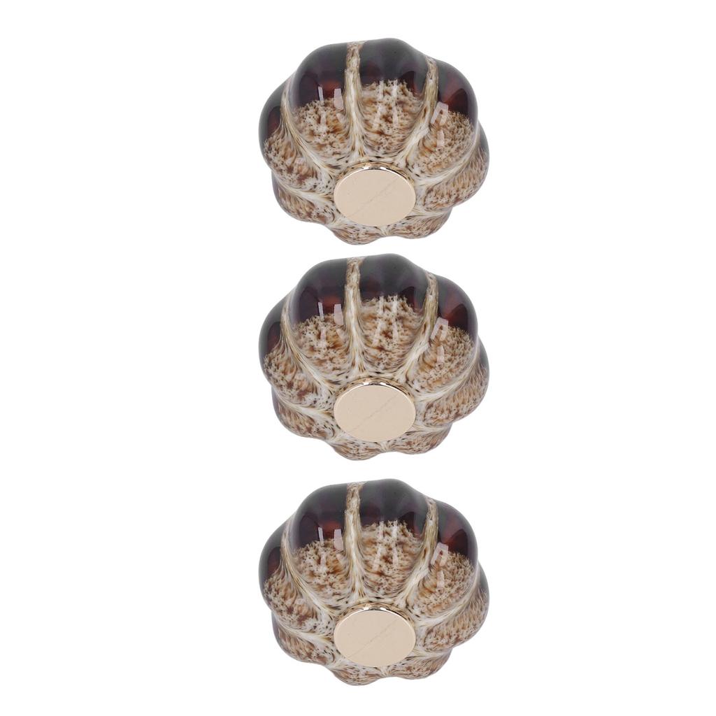 3 Piezas Tirador de Puerta de Cerámica Clásica con Forma de Calabaza Perillas Para Cajón de Gabinete de Cocina Armario Dorado