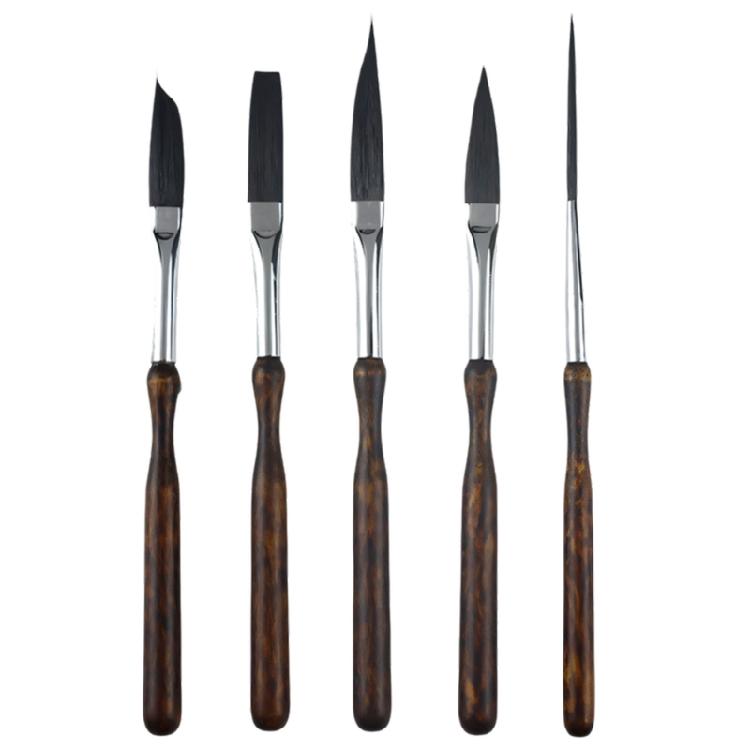 

5Pcs Practical Wooden Line Detail Brush Fine Detailing For Professionals And Hobbyists 1