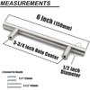 Brushed Nickel Stainless Steel Bathroom Cabinet T Bar Handle Furniture Drawer Pulls Cupboard Knobs (96mm Hole Centers - 150mm Long) 5 Pack