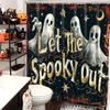2025 Halloween Ghost Costumes Pattern Bathroom Shower Curtain With 12  Hooks Home Bathroom Decor and Accessories