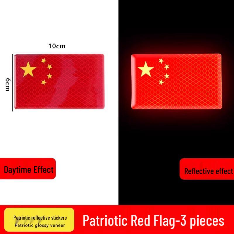 Magnetic Patriotic Car Sticker: Reflective Five-Star Red Flag for National Day