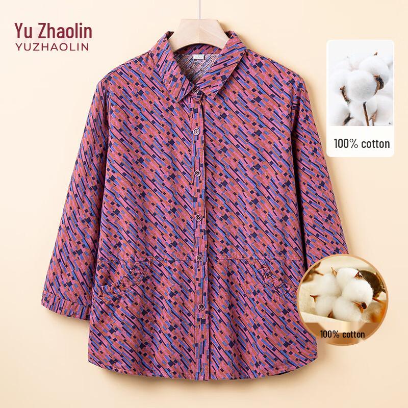YUZHAOLIN Women s 100% Cotton Floral Cardigan Shirt XL