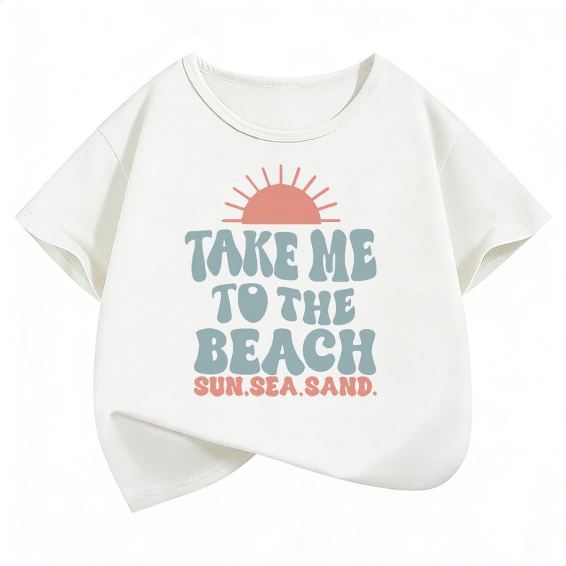 Take Me To The Beach Sun Design T Shirts Printed Y2k Kids Childrens Tshirt Boys Girls Summer Spring Casual Top Tee Shirt