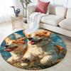 Corgi and Grass Pattern Round rug,Carpet Rug for Living Room Bedroom  Playroom ,Non-slip Floor Mat,Holiday Gifts and Birthday Gifts.