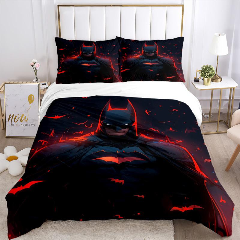 3pcs Batman Bedding Set, Soft Polyester Duvet Cover and Pillowcases Machine Washable Seasons all suitable & Guest Room Decor261
