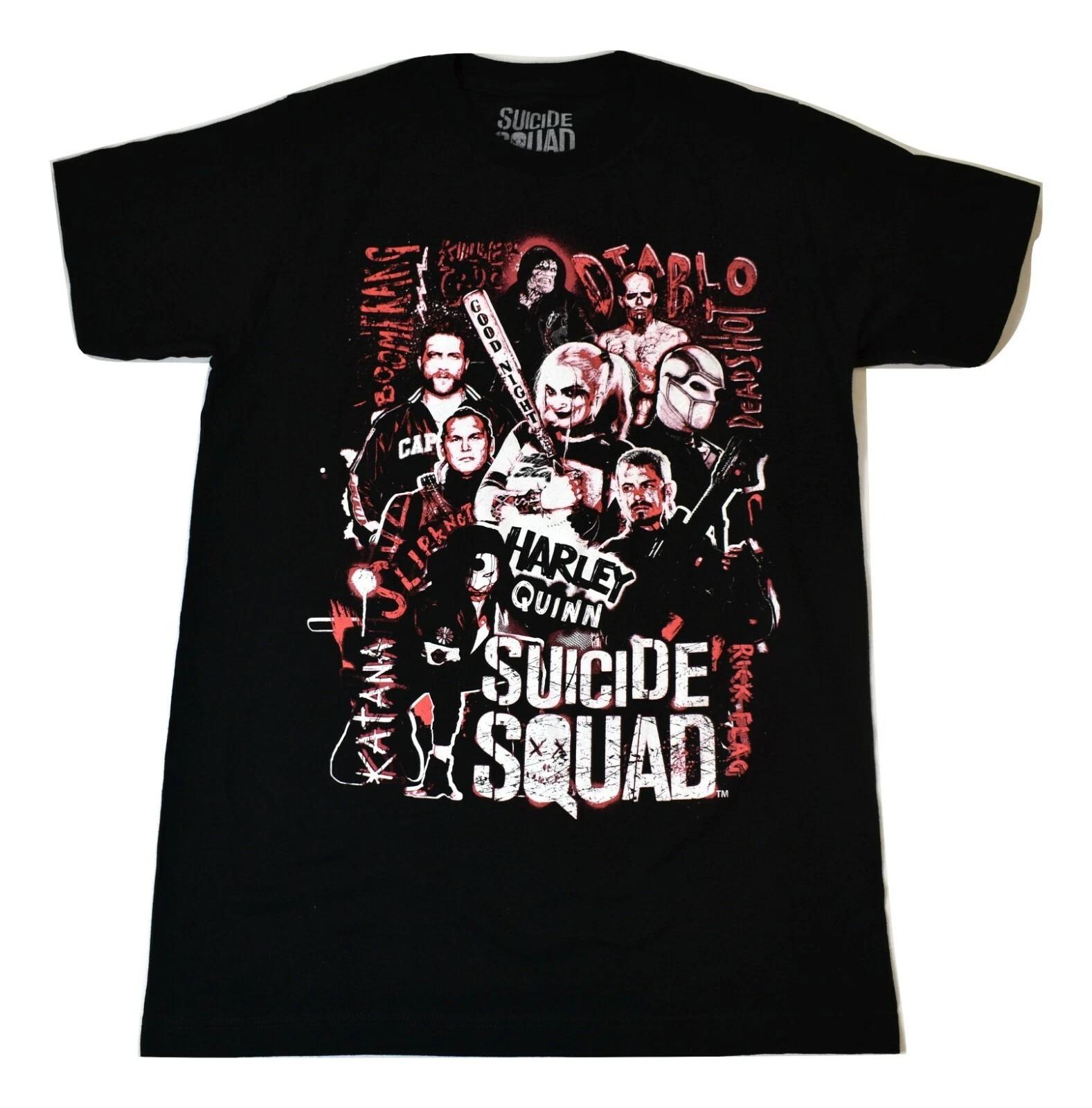 DC Comics Mens Suicide Squad Movie Character Collage Shirt New S, M, L, XL, 2XL S