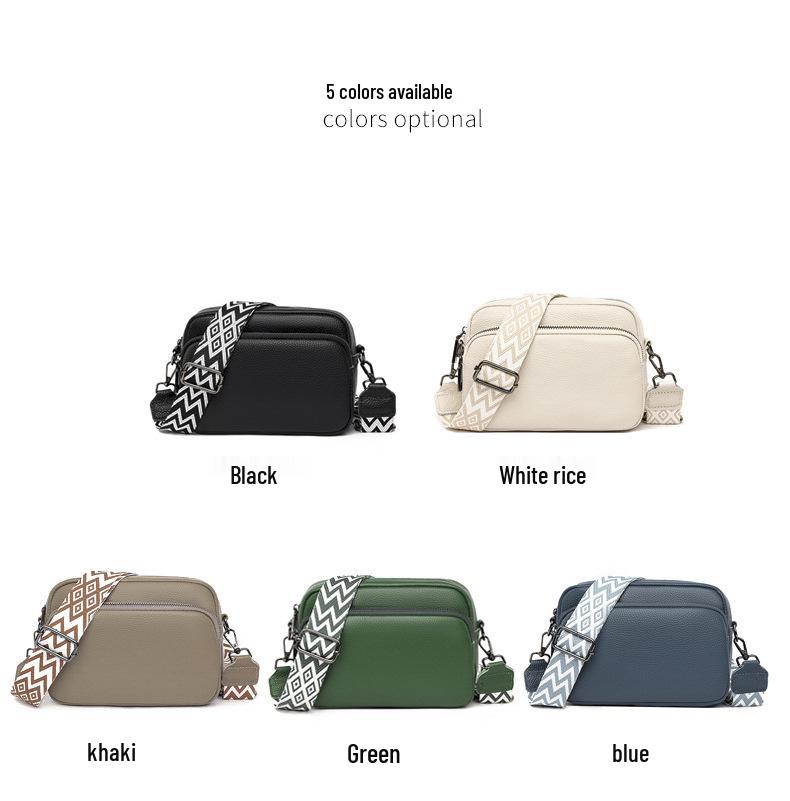 Women's Genuine Leather Crossbody Handbag - Trendy, Versatile, Small Square, Solid Color