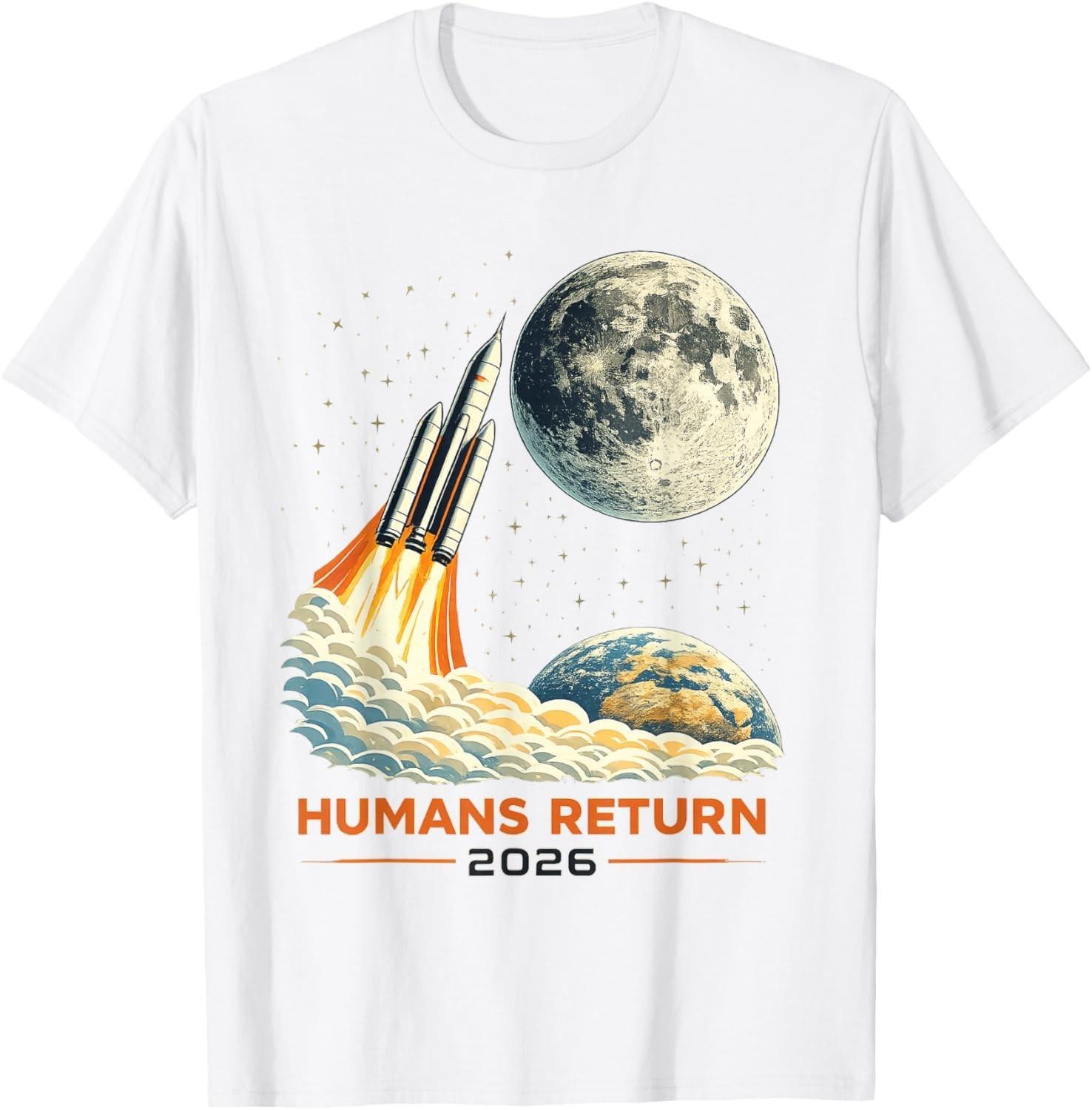 Artemis II Moon Mission 2026 Humans Return Retro Space Rocke Unisex T-Shirt M