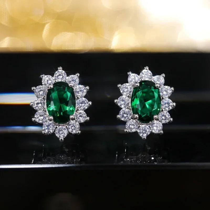 

European and American Colored Zircon Earrings, Short Styles for Women s Engagement, Wedding, Party, Exquisite Gifts, Zircon