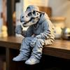 3D Printed Sitting Skeleton Statue Halloween Indoor Decor Figurines Mini Skull Figurine Home