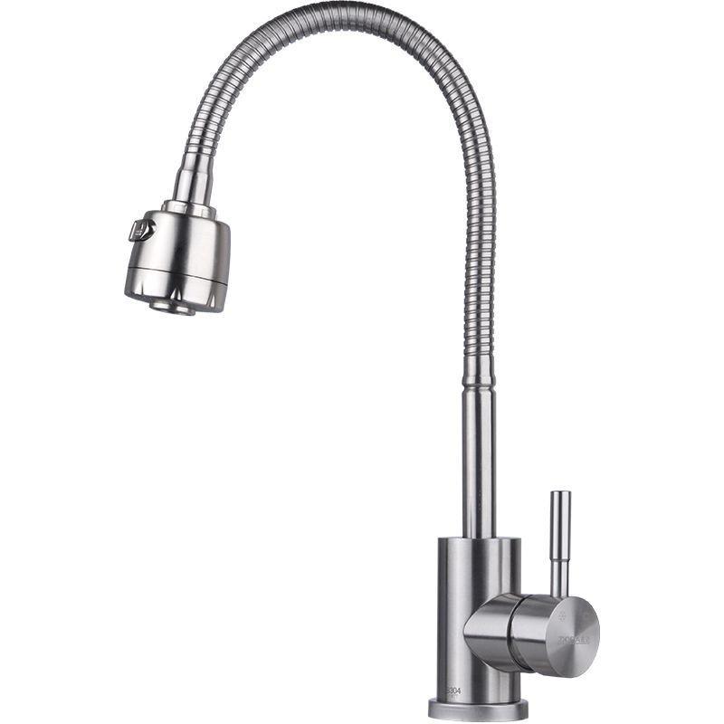 304 Stainless Steel Single Cold Water Faucet Universal Rotation Single Handle Black Color Deck Mounted Kitchen Sink Water Tap