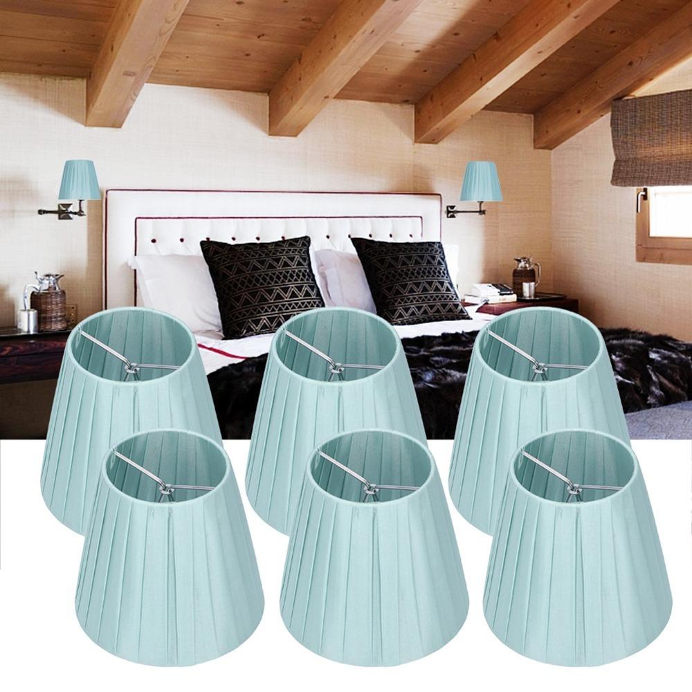 

6PCS Lightweight Cloth Lampshade Fabric Wall Lamp Shade Clip On Lamp Shade Chandelier Replacement