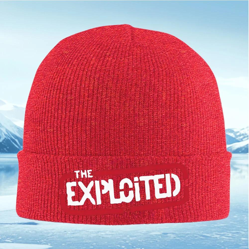 

White words red border black background Knitted Hat Unisex Women Unisex Beanie Pullover Cap Winter Thermal Warm Christmas Outdoor C