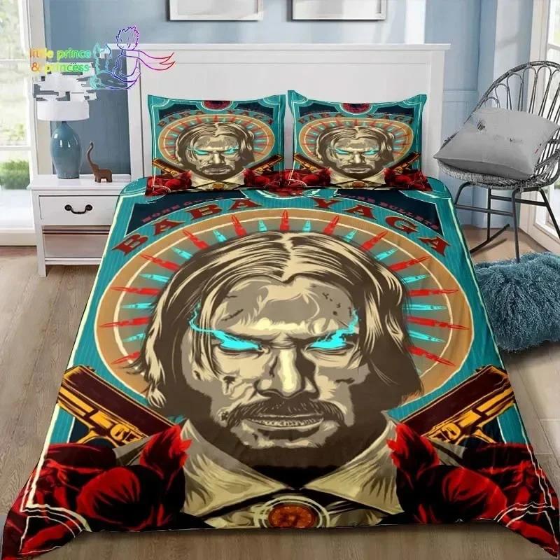 Thriller Film John Wick Bedding Set Single Twin Full Queen King Size Bed Set Adult Kid Bedroom Bedding Gift